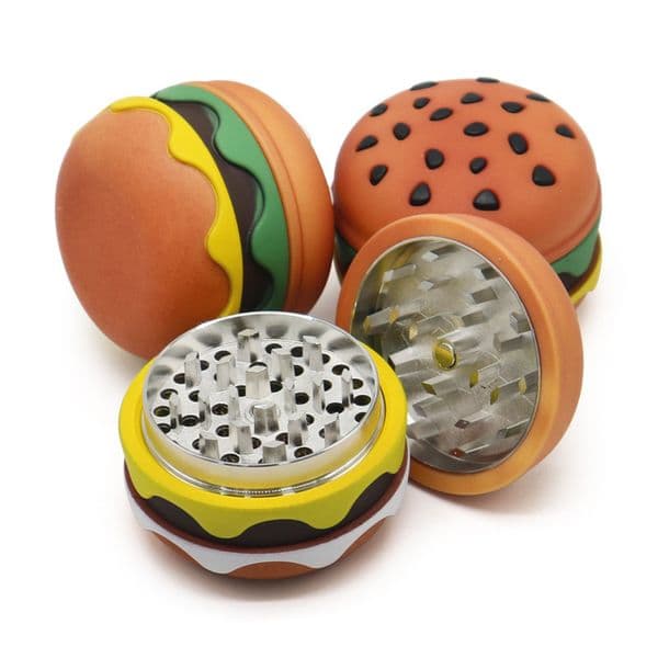 Smoking pipes New zinc alloy 58mm hamburger shaped cigarette grinder with four layers of metal, wholesale of smoking accessories