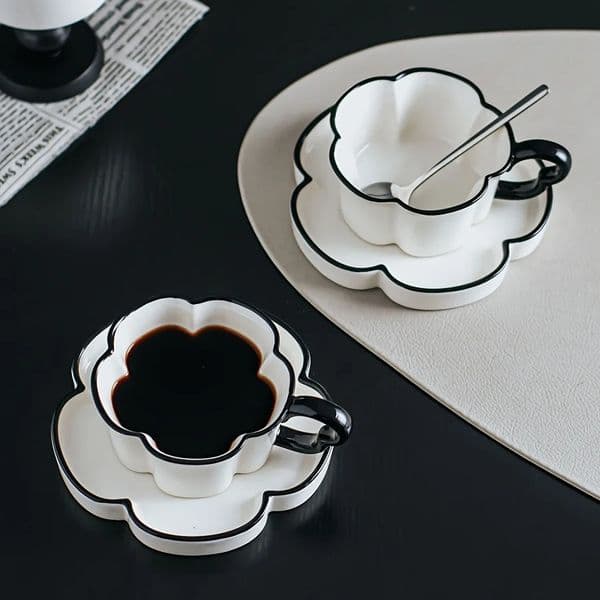 Luxury Floral Ceramic Coffee Set Modern Mugs with Dish Spoon Afternoon Tea Cup Dessert Plate Perfect for Office Home Gift 250815