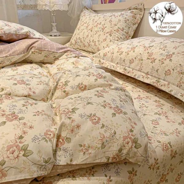 100% Cotton Luxury Floral Style Bedding Set 3 Piece Duvet Cover Set 1 Duvet Cover 2 Cases Single/Double/200x200/220x240 W250815