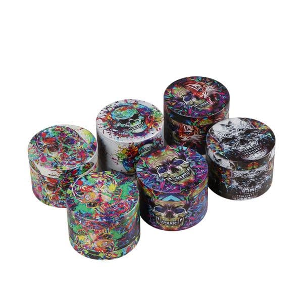 Smoking pipes Hot selling 50mm 4-layer zinc alloy manual cigarette shredder with full body UV color printing