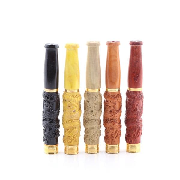 Smoking pipes Wholesale of smoking accessories, wooden carved double filter mouthpiece, exquisite carved dragon rod filter mouthpiece