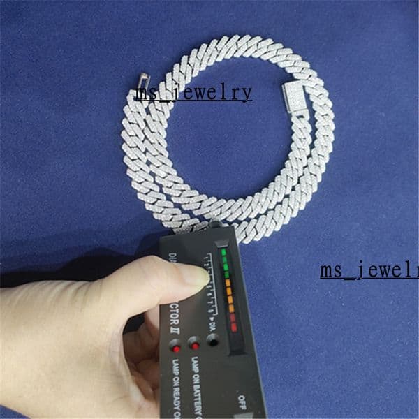 Latest Design VVS Moissanite Diamond Necklace for Men Mixed Inlaid 18K Gold Plated Iced Out Baguette Cuban Link Chain