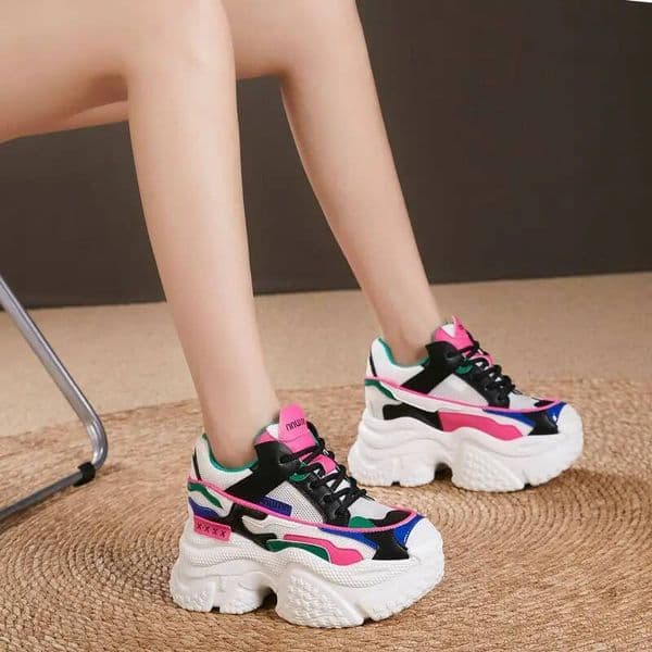 Designer Shoes Cm Air Mesh Genuine Leather Boots Hollow Platform Wedge Flats Breathable High Heels Women Chunky Sneaker Summer Shoes Women Shoes