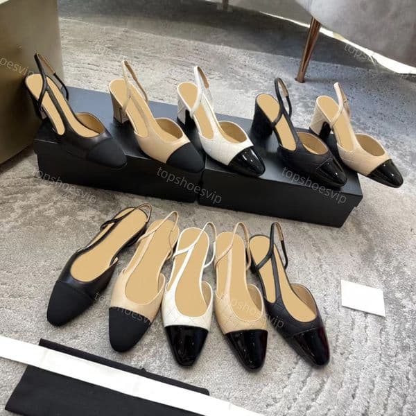 Slingback Heels Designer Heels Women White Heels slingback flats sandals luxury heels sheepskin high heels Black Pumps Dress Shoes Leather Sole Top Quality EU34-43