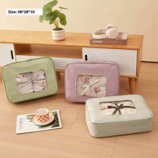 Hot seller Macaroon color PVC bed sheet and comforter set 4-piece package with carrying handle N003