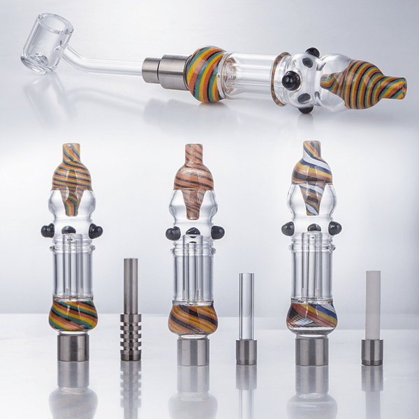 Vaping_Dream NC101 Spill-Proof Nectar Collector Smoking Pipe 510 Titanium Ceramic Nails Bullet Quartz Nail Luxury Color Glass Hand Pipes Nectar Collectors
