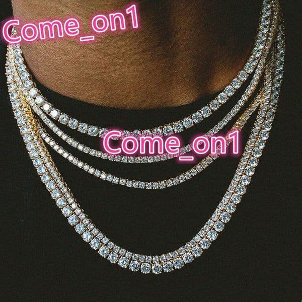 925 Sterling Silver or Brass Factory Customize 3mm 4mm 5mm 6mm Cz Tennis Chain Hip Hop Tennis Necklace for Men