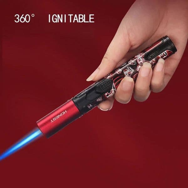 2023 HONEST Pen Airbrush Jet Butane Candle Metal Gas Kitchen Torch Turbo Windproof Cigar Pipe Lighter Gadget For Men
