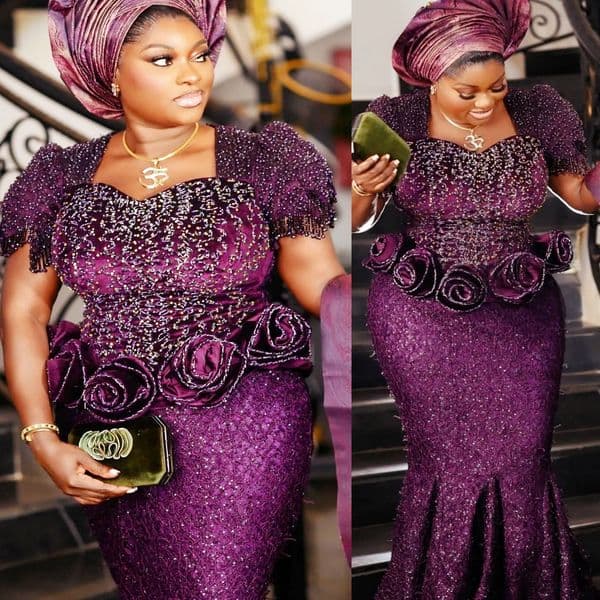 2025 Plus Size Purple Mermaid Mother Of Bride Dresses Beaded Lace Flowers Evening Party Mama's Dress Vintage Birthday Wedding Guest Groom Mother's Gowns