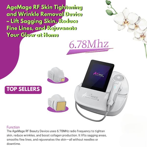 AgeMage Portable Mono Polar RF Beauty Machine Skin Tightening Facial Lifting Device Wrinkle Reduction Anti Aging Tool Professional Home Use Compact CE Certified