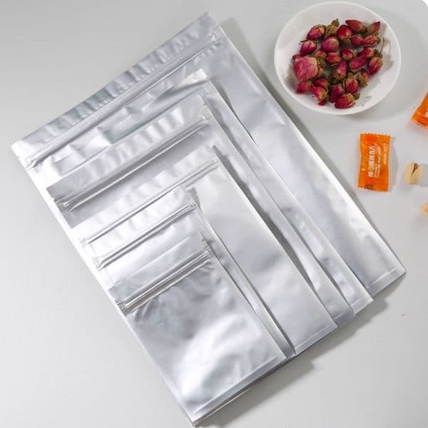 2026 Front Clear Pure Aluminum Foil Self sealing Bag Silver Ziplick Pouch Coffee Beverage Snack Cookie Packaging Bag Bean Grains Tea Storage moisture-proof 100pcs