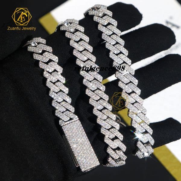 Custom Hip Hop Jewelry 18K Gold Plated 925 Sterling Silver Moissanite Iced Out Clasp Classical 8mm 10mm Cuban Link Chain for Men