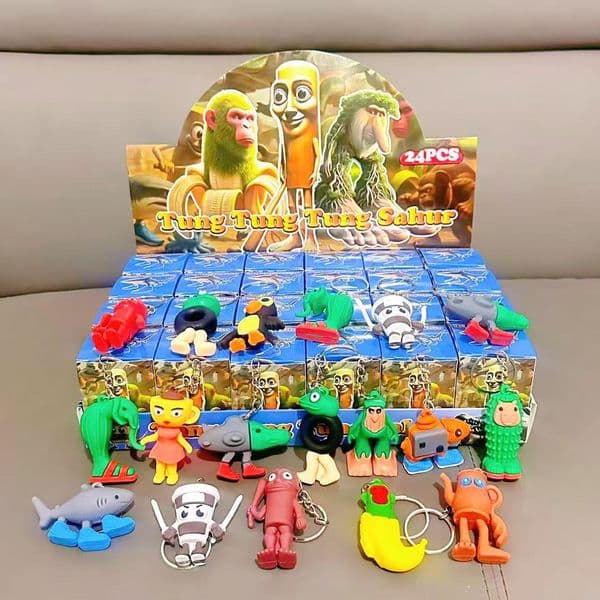 Labubu Party Mystery Surprise Blind Box Figures 24PCS Box Game Inspired Cartoon Charms Tung Tung tung Sahur Trendy Collectible Blind Unboxing Toy Draw