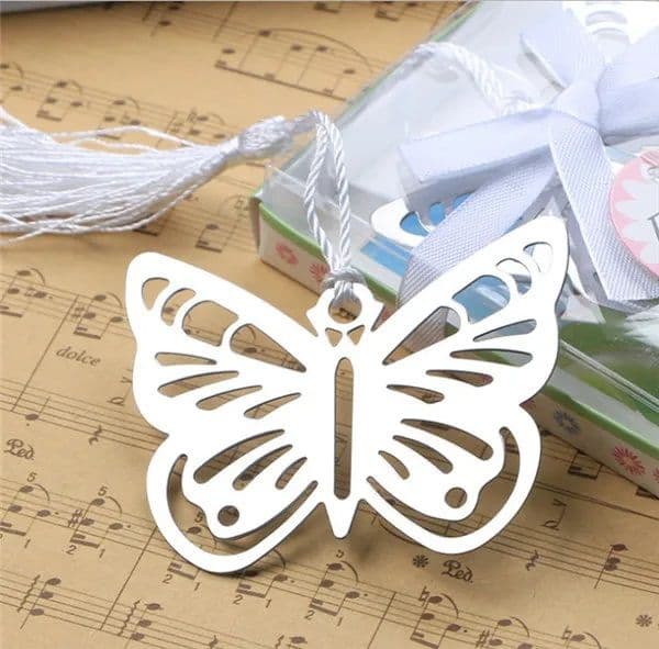 Butterfly Bookmarks Metal With Tassels Stationery Gifts Wedding Favors Stainless Steel 600PCS/LOT ZZ