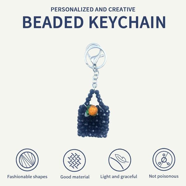 Orange Flower Decor Mini Bag Keychain, Black Beads, Must-have & Portable Fashionable backpack decorations cute accessory decorations