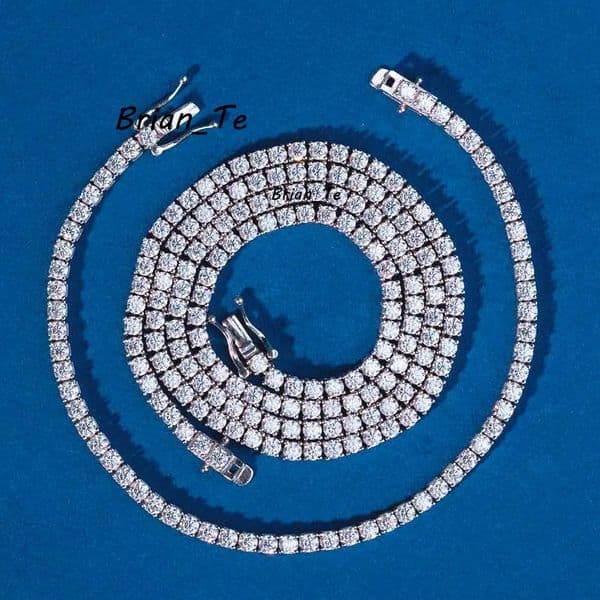 Vvs Iced Out Moissanite Tennis Necklace Bracelet 6mm 925 Sterling Silver Moissanite Tennis Chain