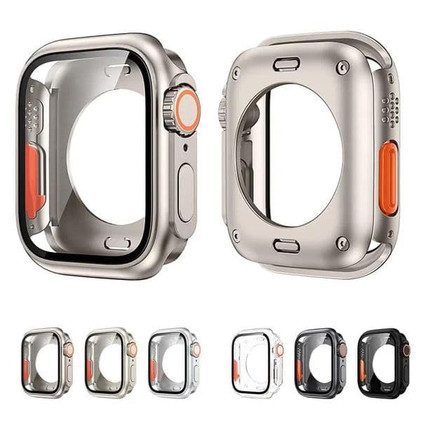 Screen Protector Cover for Apple Watch 46MM 42mm 44mm 45mm 40mm 41mm Hard PC Bumper Case for iwatch 10 9 8 7 6 5 Change To Ultra