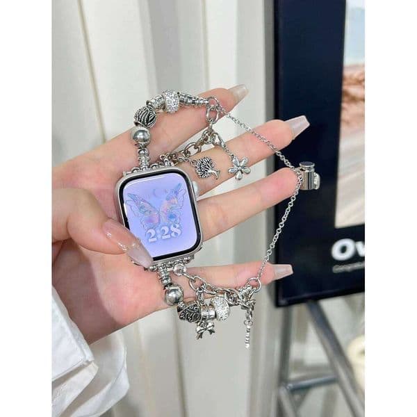 Compatible with Watch Apple Double Chain Caring Bear Band Series 8 7 6 5 4 3 2 1 SE Gen 38/40/41mm 42/44/45/#Band