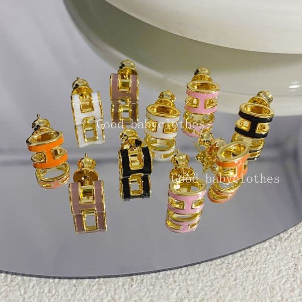 designer earrings for woman rose gold plated letters stud earrings luxury brand women h earring jewelry party wedding gift
