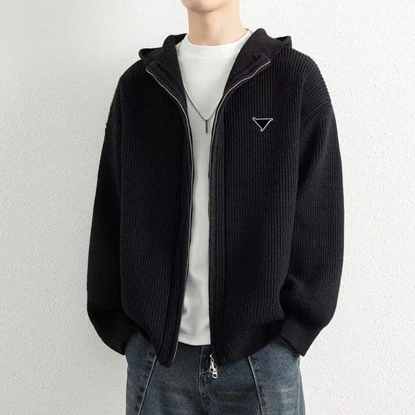 Men's sweater designer cardigan sweater knitted long sleeved soft basic cashmere hooded sweater knitted sweater