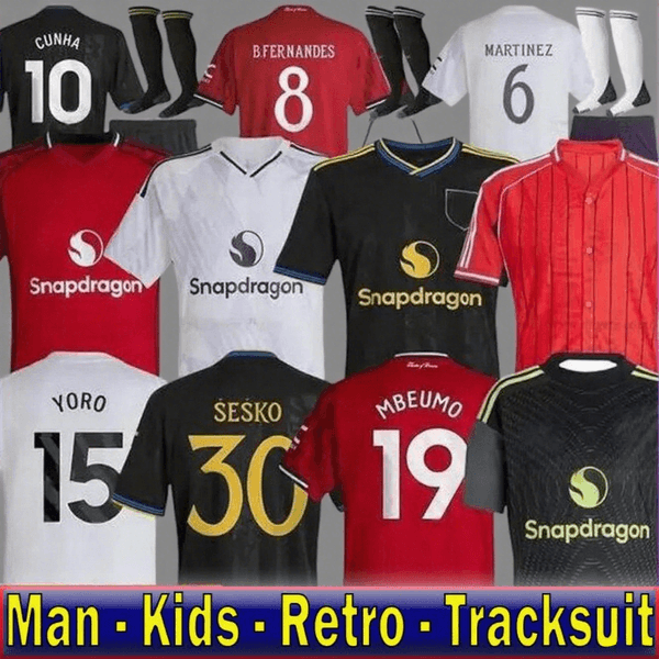 ManUnited 25 26 soccer jerseys Sesko CUNHA MBEUMO HOJLUND Antony Casemiro Retro 2025 UTD football shirt tracksuits MARTIAL B. FERNANDES men kids kit Unted jerseys
