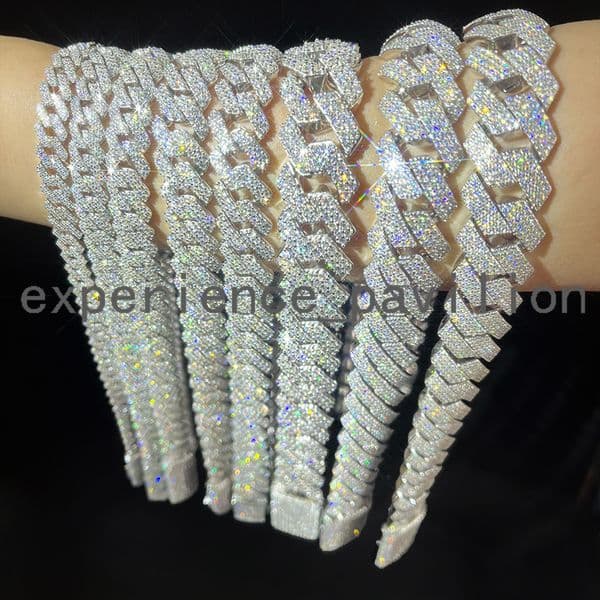 Fashion Jewelry Iced Out Moissanite Diamond Chain S925 Sterling Silver Cuban Link Chain with GRA Certidicate
