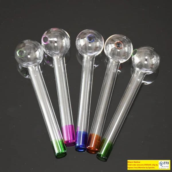 4 Colors Handcraft Glass Oil Burner Pipe 4.2Inches Mini Smoking Hand Pipes Thick Test Straw Tube Burners For Tobacco Water Bong Accessorie LL