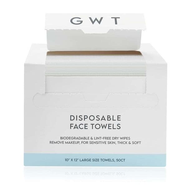 GWT Disposable Towels,10"12" Face Towelette Disposable,Thicken Facial Towels for Women Sensitive Skin,Soft Makeup Remover Dry Wipes, 50 Ct, 1 Pack 123