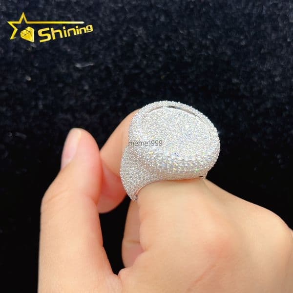 Hip Hop Fine Jewelry Passd Diamond Tester 925 Sterling Silver Iced Out VVS Moissanite Ring for Men