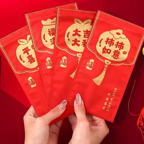 Wholesale New Year Red Aluminum Foil Zip Lock Bags Bless Wishes Pattern Spring Festival Self-sealing Pouch for Gift Money candies Accessories 30pcs