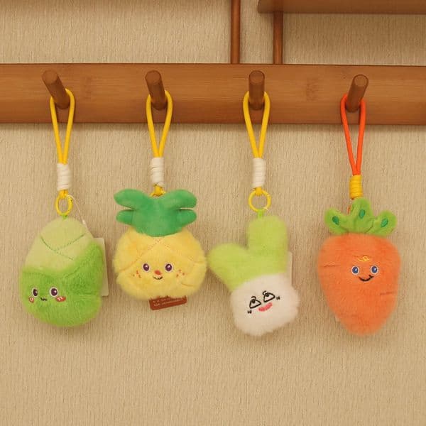Toy Veggies and Fruits Mini - Colorful Stuffed Vegetable Fruit Plush Toys Pumpkin Carrot Mango Pineapple Watermelon Avocado Keychain