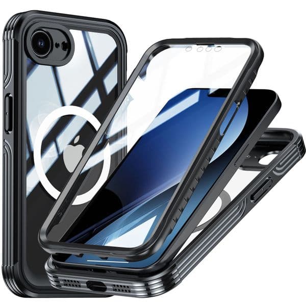 For iPhone 16 Magnetic Case Magsafe Compatible Built in 9H Tempered Glass Screen Protector Upgraded Camera Protection Full Body Plating Shockproof Cover