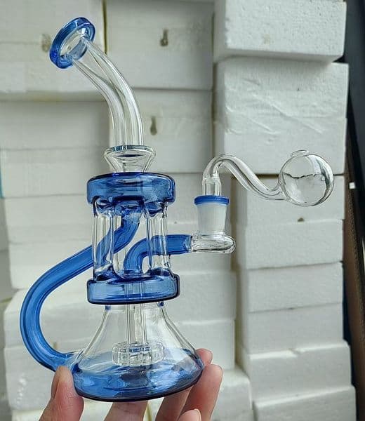 Heady 8 Inch Hookah Water Pipe Pink Glass Bongs Recycler Feb Egg Hookahs With 14mm oil burner Joint In Stock percolators are reinforced