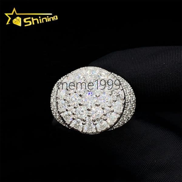 New Design Hip Hop Iced Out Bling 925 Sterling Silver Luxury Diamond VVS Moissanite Ring