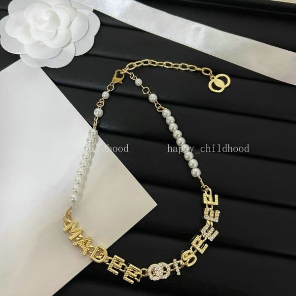 Designer Necklace Choker Chain Luxury 18K Gold Plated Letter Pendant Necklaces Women Jewelry Accessories Loves Gift