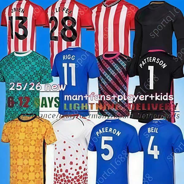 25 26 sunderland soccer jersey Isidor AWAY Soccer Jerseys SIMMS ROBERTS new Round neck Athleisure football jersey man kids suit 2025 2026 STEWART AMAD Football Shirt