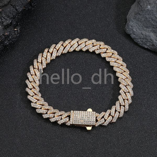 Hip Hop Fine Jewelry 8mm Full Diamond Cuban Bracelet for Women Silver Plated Iced Out moissanite Cuban Link Bracelet