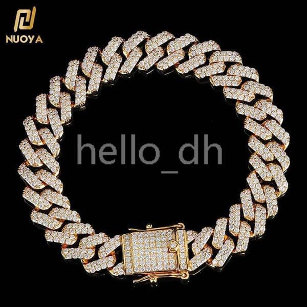 Hip Hop Jewelry 12mm Miami Iced Out moissanite moissanite moissaniteia 18k Gold Bracelet Diamond Cuban Link Bracelet for Men