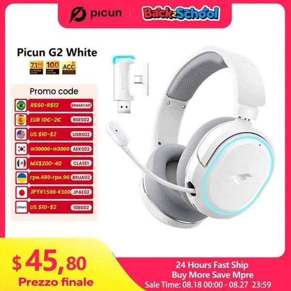 Headphones Picun G2 2.4G Wireless Gaming Headset Bluetooth Headphones 5Ms Low Latency 7.1 Surround ENC Mic For PC Ps4 Ps5 Phone Switch
