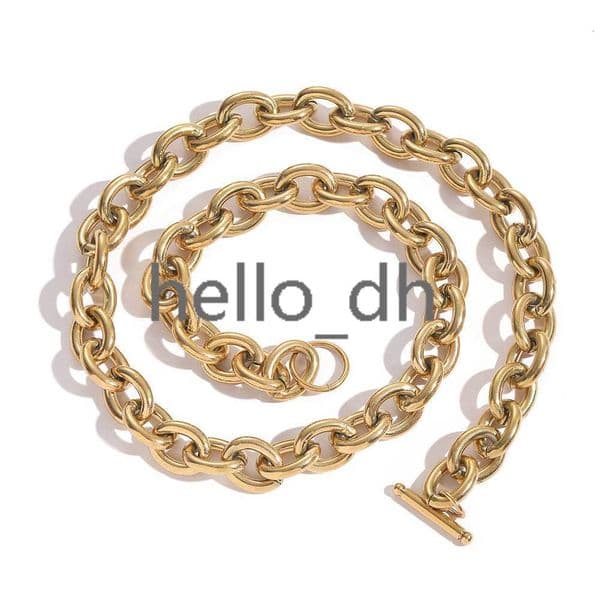 12MM 925 silver 925 silver Oval Link Chain Toggle Necklace 18K Gold Plated Chunky Chain Link Necklace