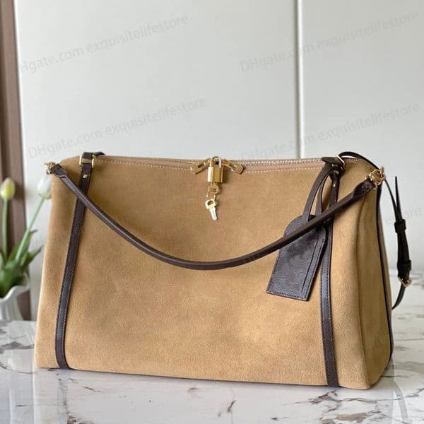 New Top Quality Express Travel Shoulder Bag Luxury Designer Suede Genuine Leather Crossbody Bag Textile Lining Handbag Zipper Closure Clutch Bag Purse 7aa