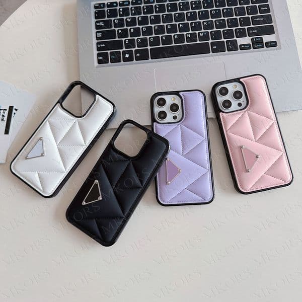 Luxury Tri-angle Mobile Phone Case for iPhone 17 Air 16 15 Plus 14 13 12 11 Pro Max Down Jacket Cloth TPU Back Anti-knock Cover Designer Anti-scratch Cover 17pro 16pro 15pro