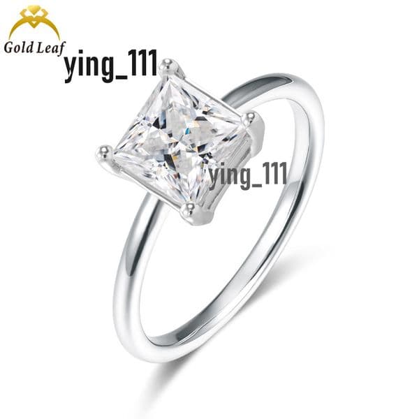 Custom 925 Silver Square Cut D VVS1 Moissanite Ring Plated Gold Silver Moissanite Ring for Women