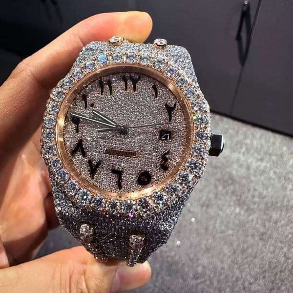 Men's Iced Watch Moissanite Brilliant Dia Rectangle Case ETA Movement Bracelet Crystal Stainless Steel Boxed