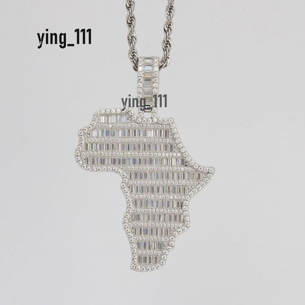 Wholesale Custom Moissanite Pendant 925 Sterling Silver Africa Map Pendant Necklace Moissanite Pendants Charms