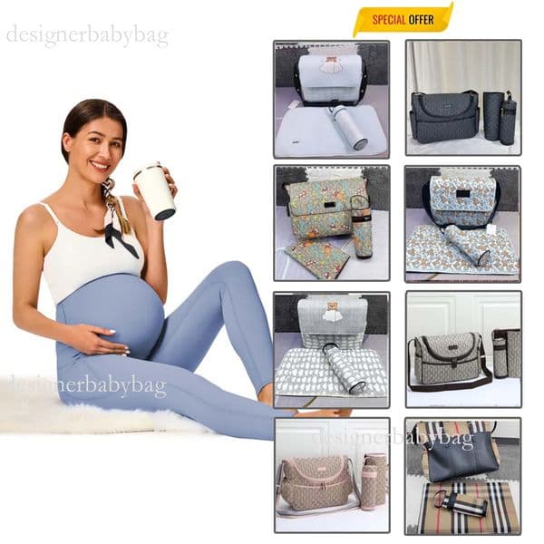 2025 TOP High Qualty Dilaper Baby Bag Designer Babys Diapers Leather Kids Nappy Change Pram Large Nylon Gray Pink Brown Mommy Backpack Fashion Babies