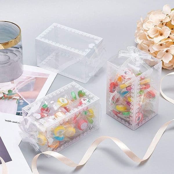 Clear PVC Box Packing Wedding/Christmas Favor Cake Packaging Chocolate Candy Dragee Apple Gift Event Transparent Box LX4831