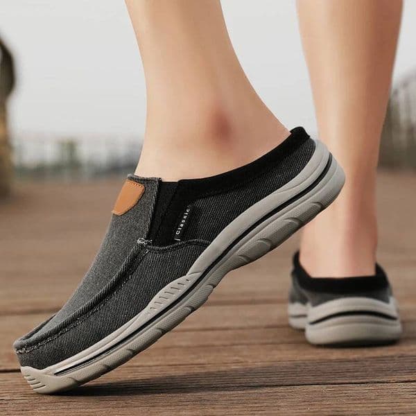 Designer Shoes Men S Canvas Slippers Summer Outdoor Anti Slip Casual Slippers Fashion Joker Tide Half Slippers Comfortable Walking Men S Shoes