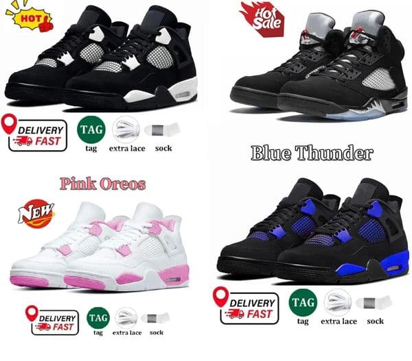 Cat Big boy shoes Basketball kid shoe Platform Bred Black Cat Fire Red Yellow Thunder University pink Military Blue Trainers children Big girls 4s 5s kids trainers
