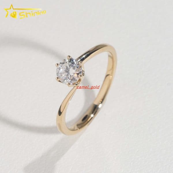 High Quality Classic 0.5ct Wedding 14k Real Gold Moissanite Lab Grown Diamond Engagement Ring